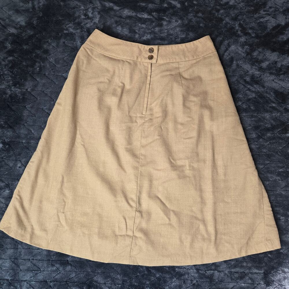 Banana Republic Khaki/Tan A-line Button Wool Midi Skirt - Size 4
